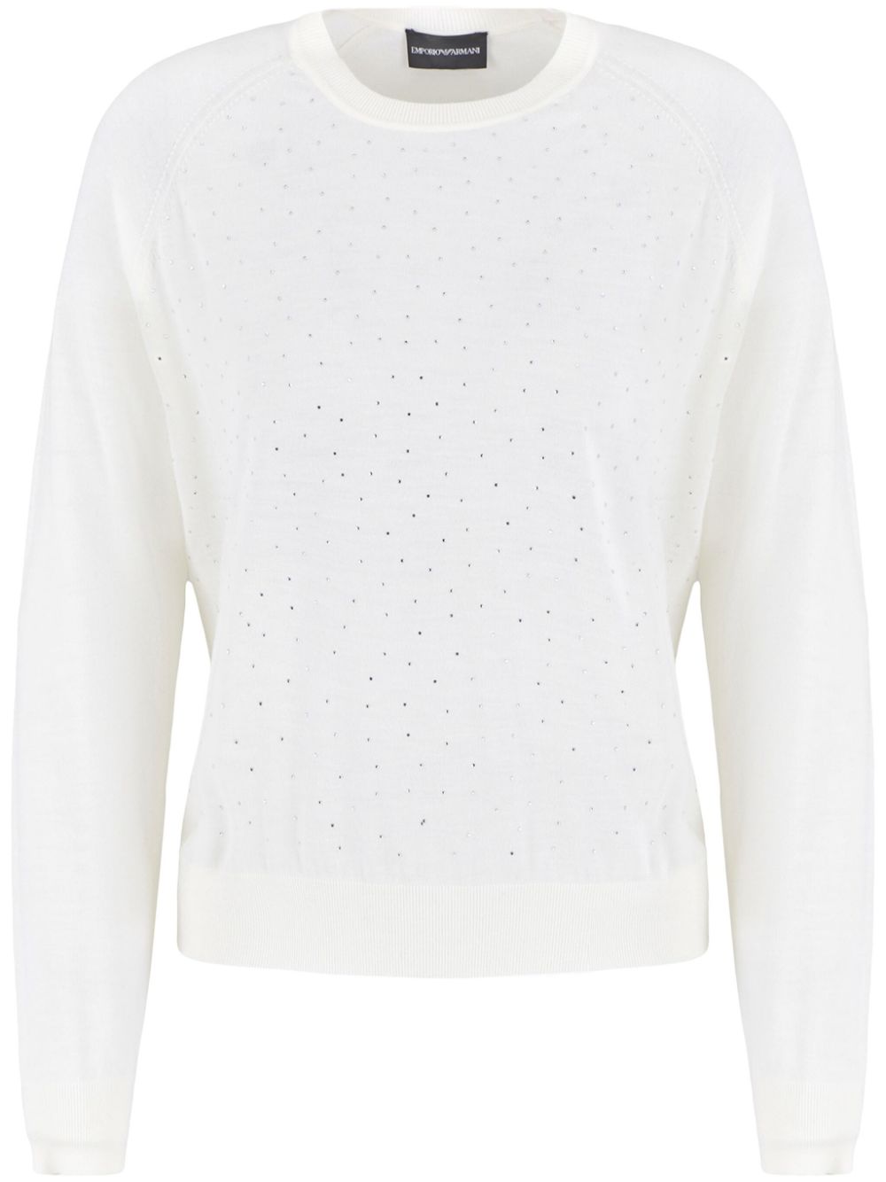 Emporio Armani rhinestone fine-knit jumper - White von Emporio Armani