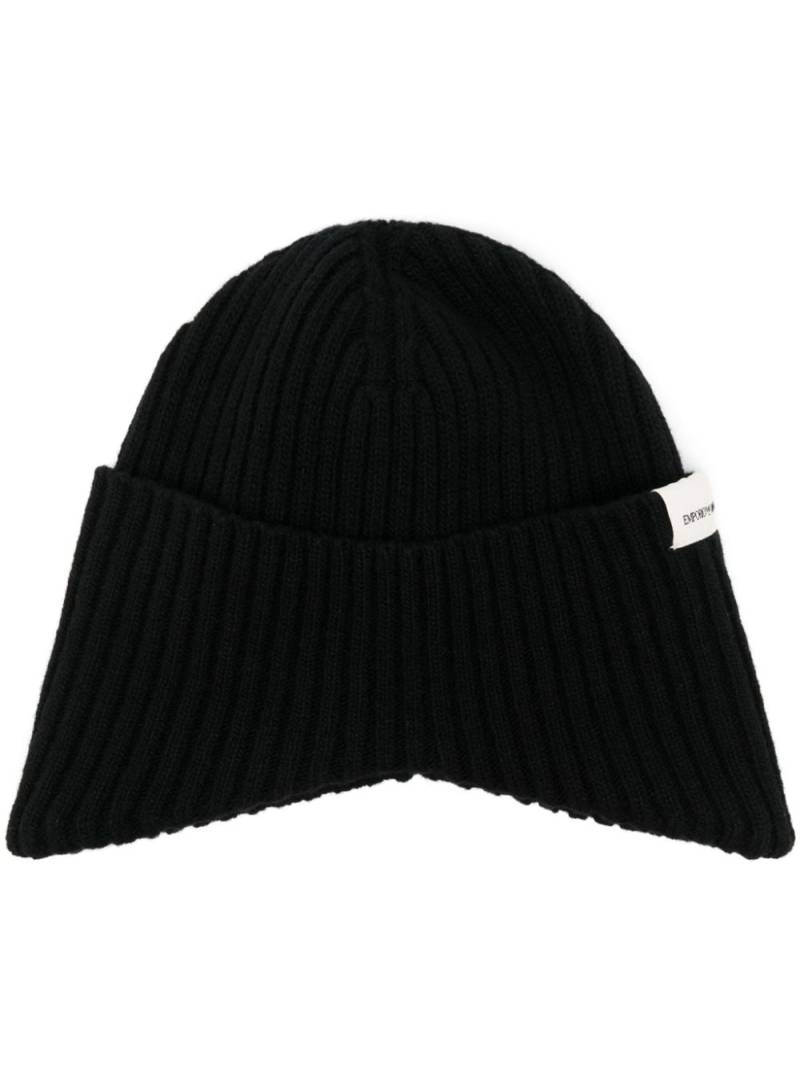 Emporio Armani ribbed beanie - Black von Emporio Armani