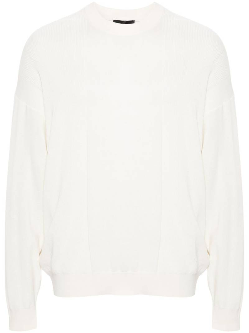 Emporio Armani ribbed cotton jumper - White von Emporio Armani