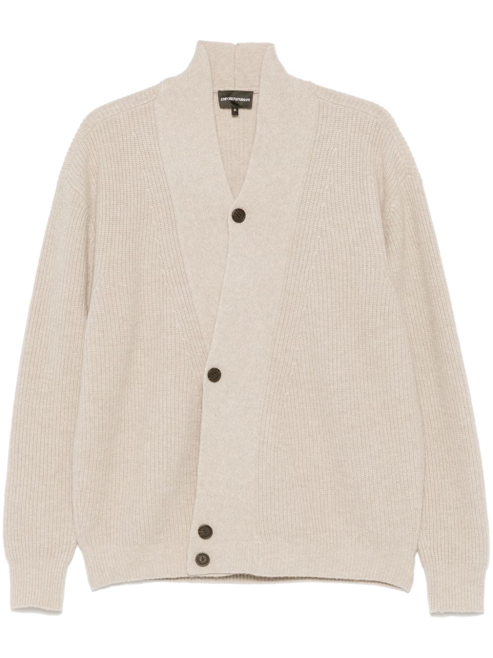 Emporio Armani ribbed-knit cardigan - Neutrals von Emporio Armani