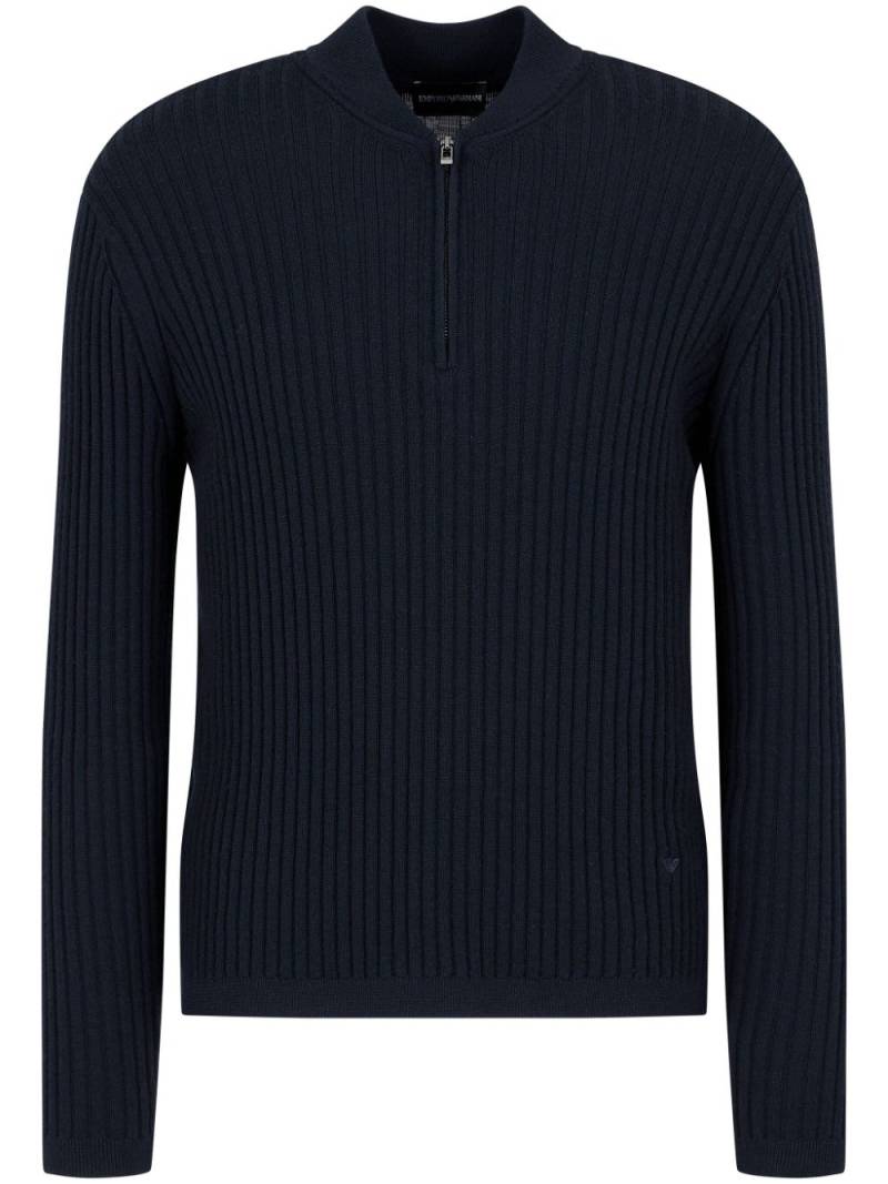 Emporio Armani ribbed-knit jumper - Blue von Emporio Armani