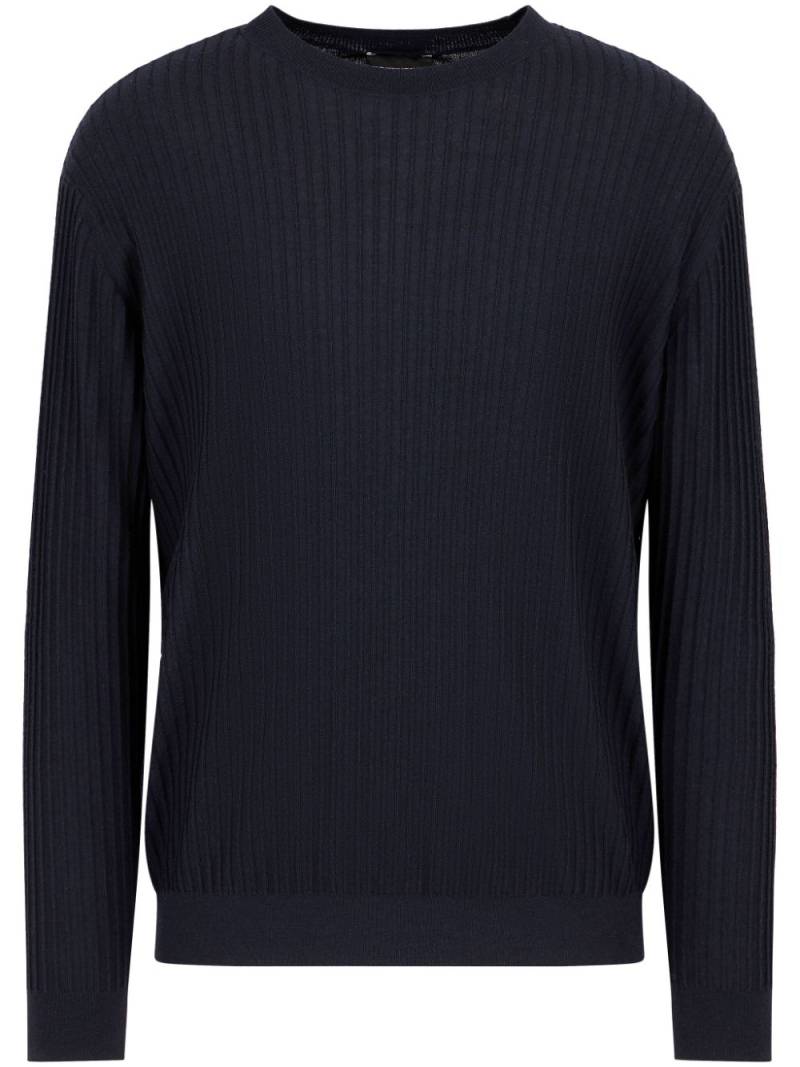 Emporio Armani ribbed-knit sweater - Blue von Emporio Armani