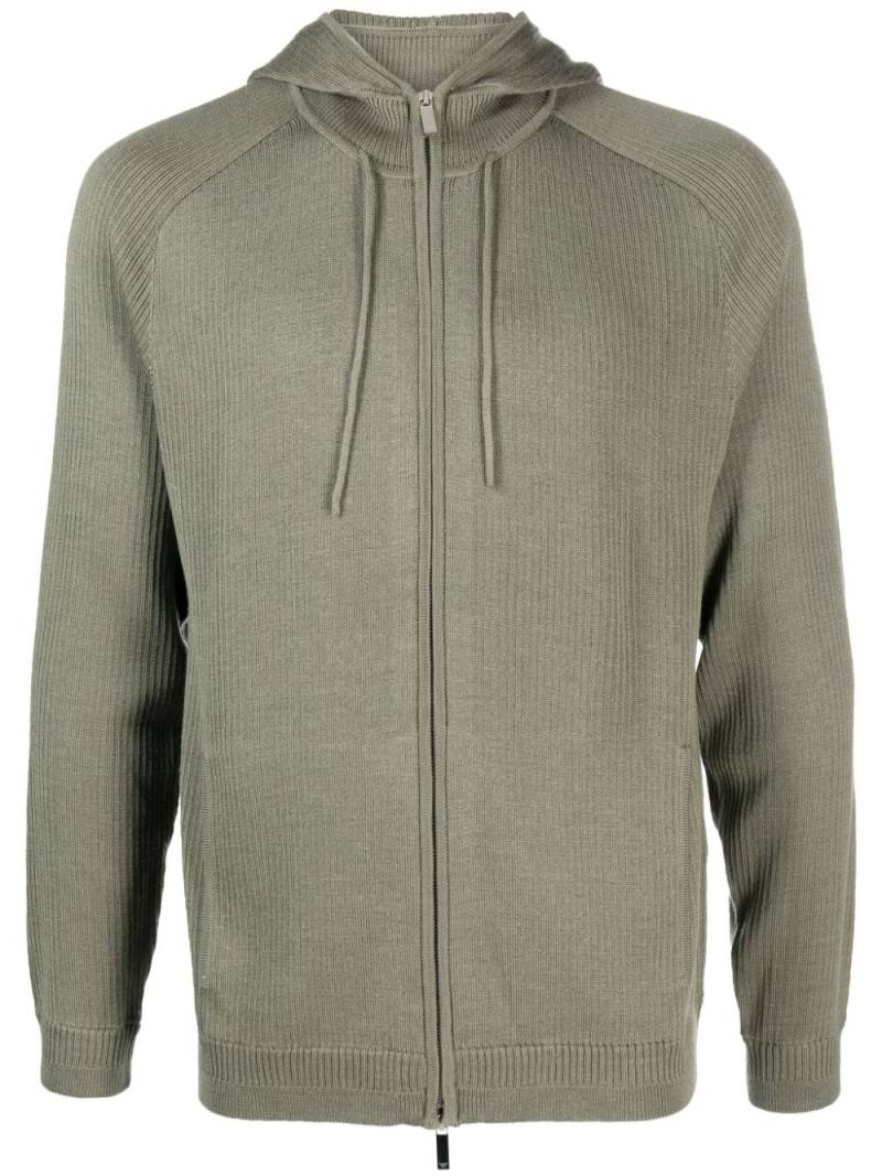 Emporio Armani ribbed-knit zip-up hoodie - Green von Emporio Armani