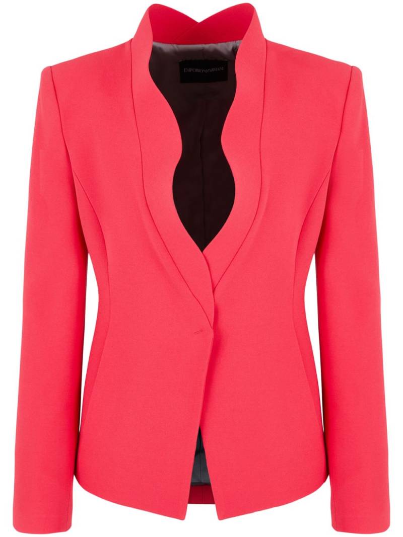 Emporio Armani ruffled-trim crêpe cady jacket - Red von Emporio Armani