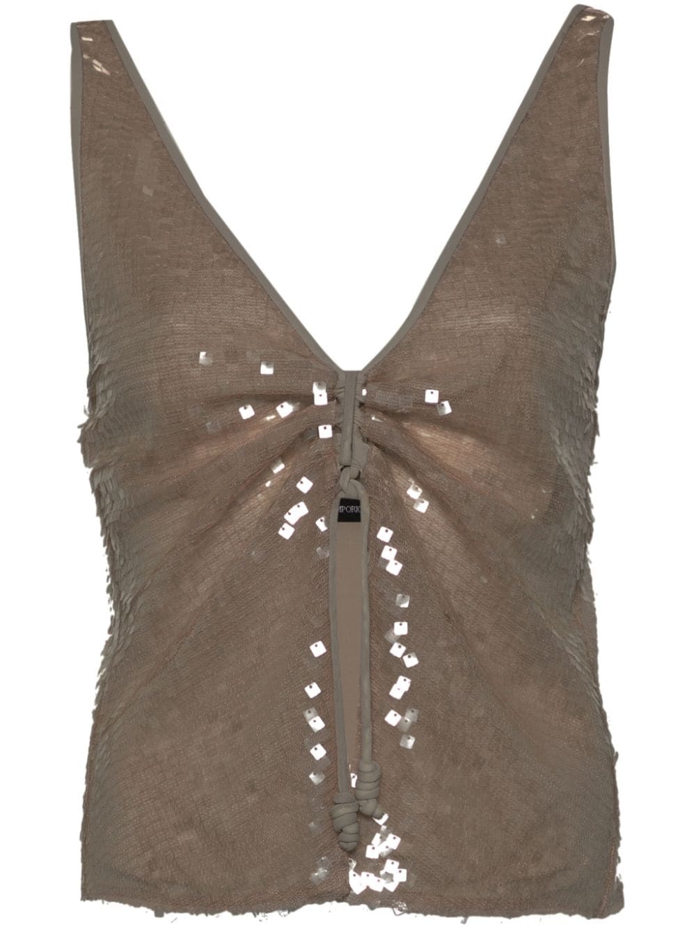 Emporio Armani sequined V-neck top - Neutrals von Emporio Armani