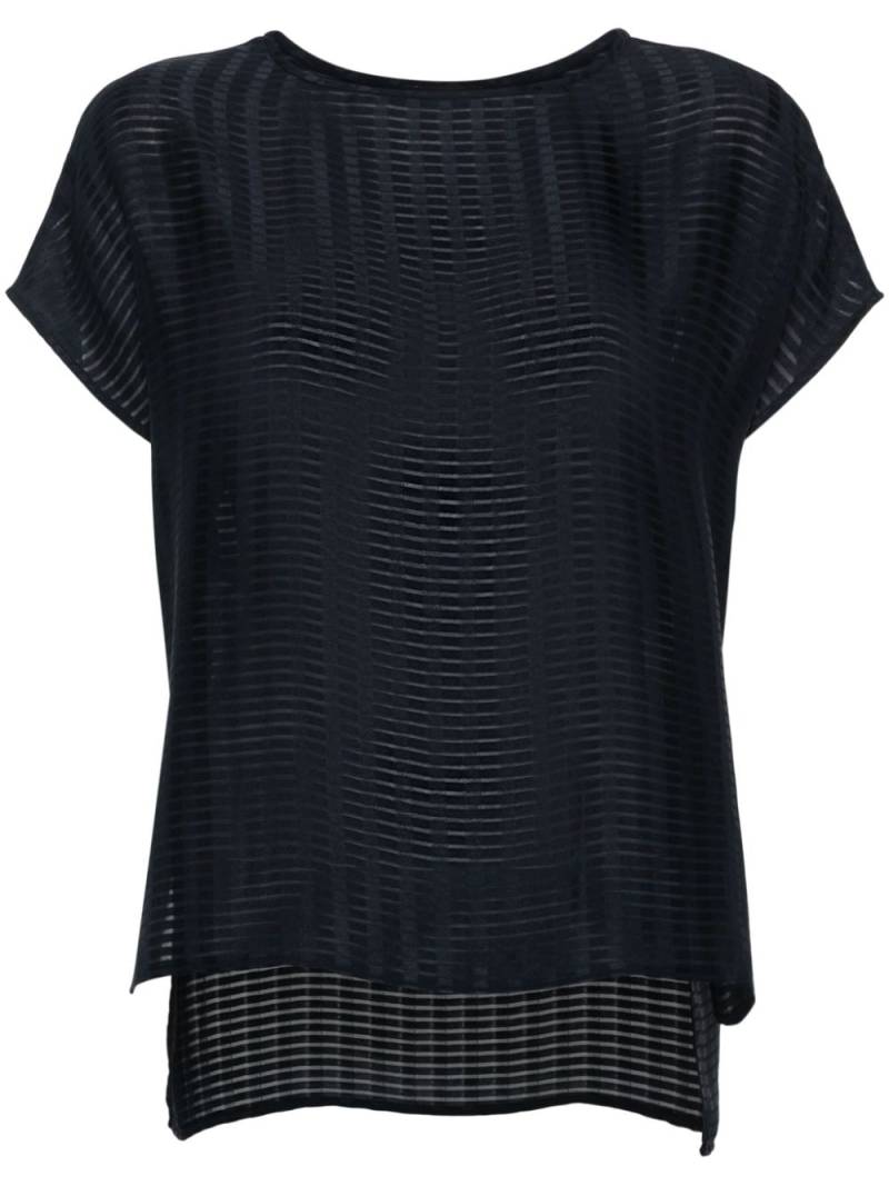 Emporio Armani sheer-panels striped T-shirt - Blue von Emporio Armani