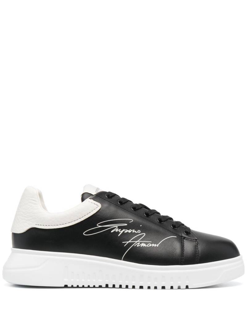 Emporio Armani signature logo-print leather sneakers - Black von Emporio Armani