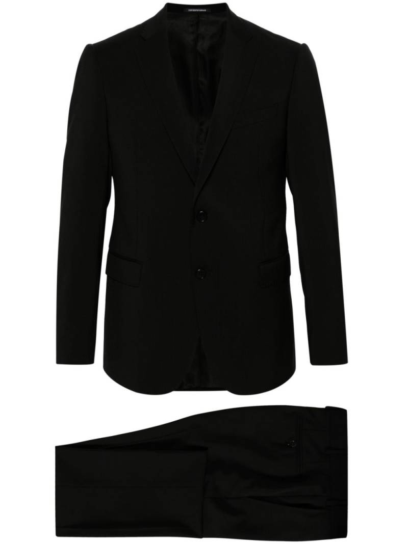 Emporio Armani single-breasted virgin wool suit - Black von Emporio Armani