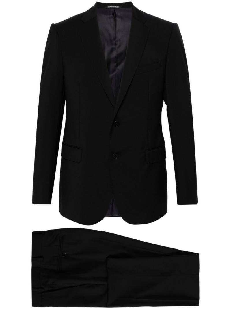 Emporio Armani single-breasted virgin wool suit - Blue von Emporio Armani