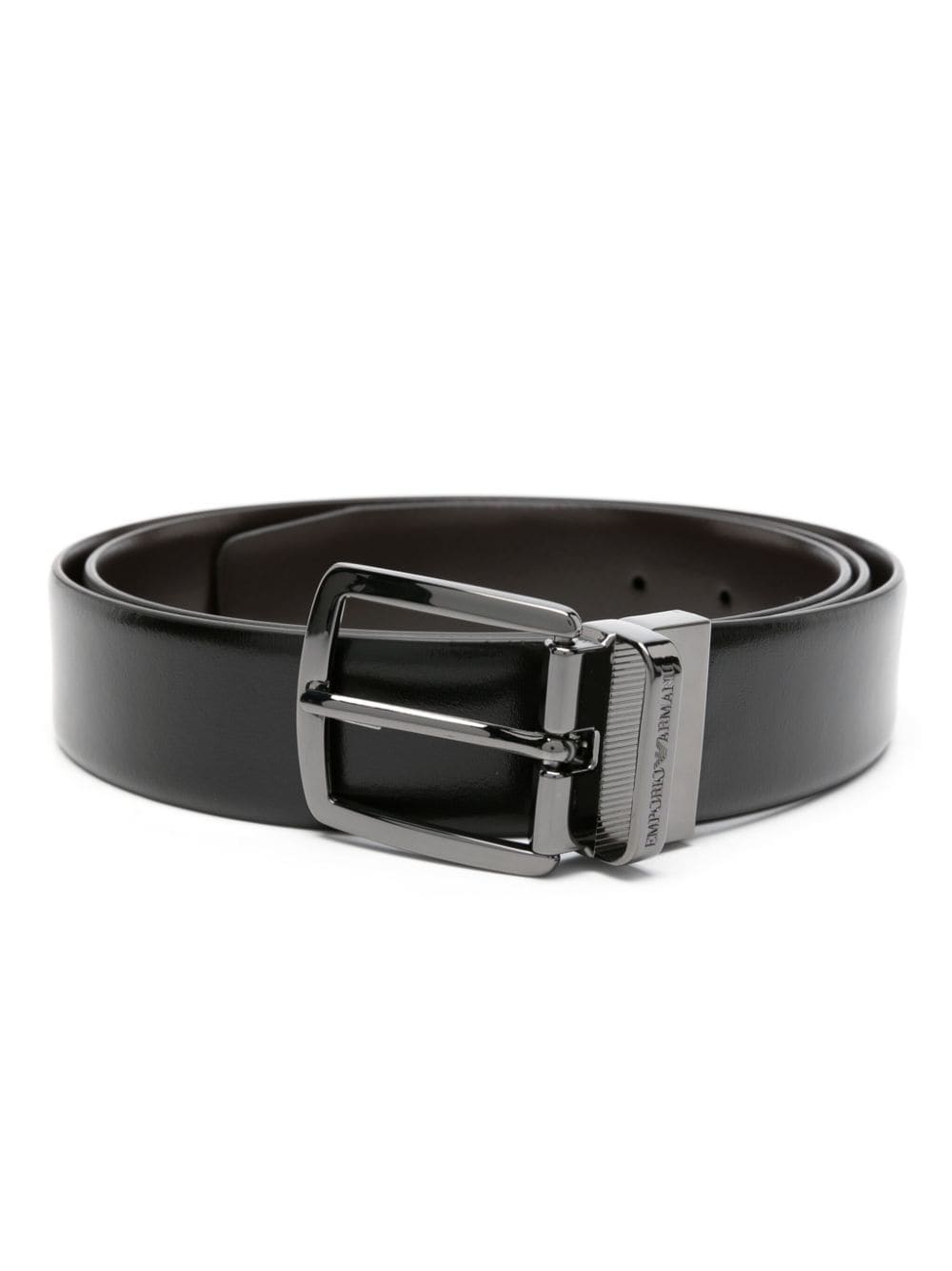 Emporio Armani smooth-grain leather belt - Black von Emporio Armani