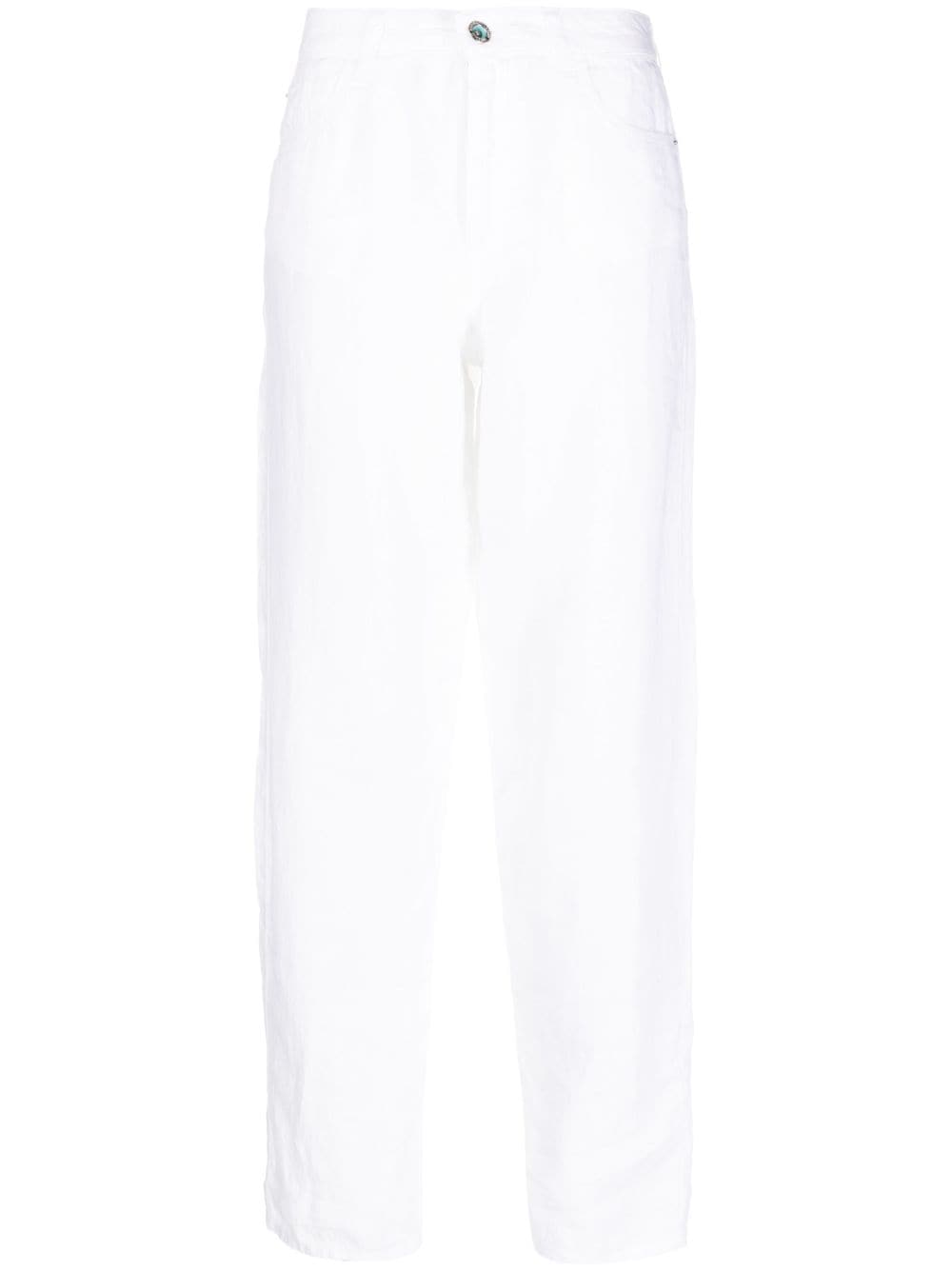 Emporio Armani straight-leg linen trousers - White von Emporio Armani