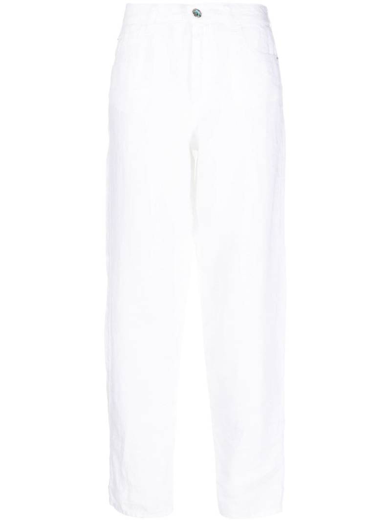 Emporio Armani straight-leg linen trousers - White von Emporio Armani