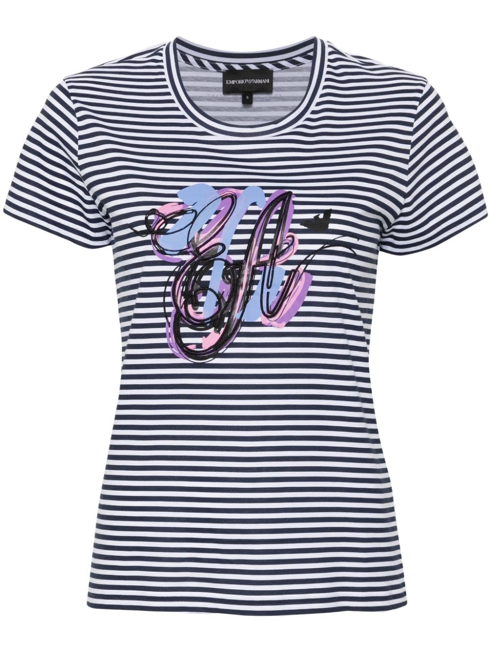 Emporio Armani striped cotton T-shirt - Blue von Emporio Armani