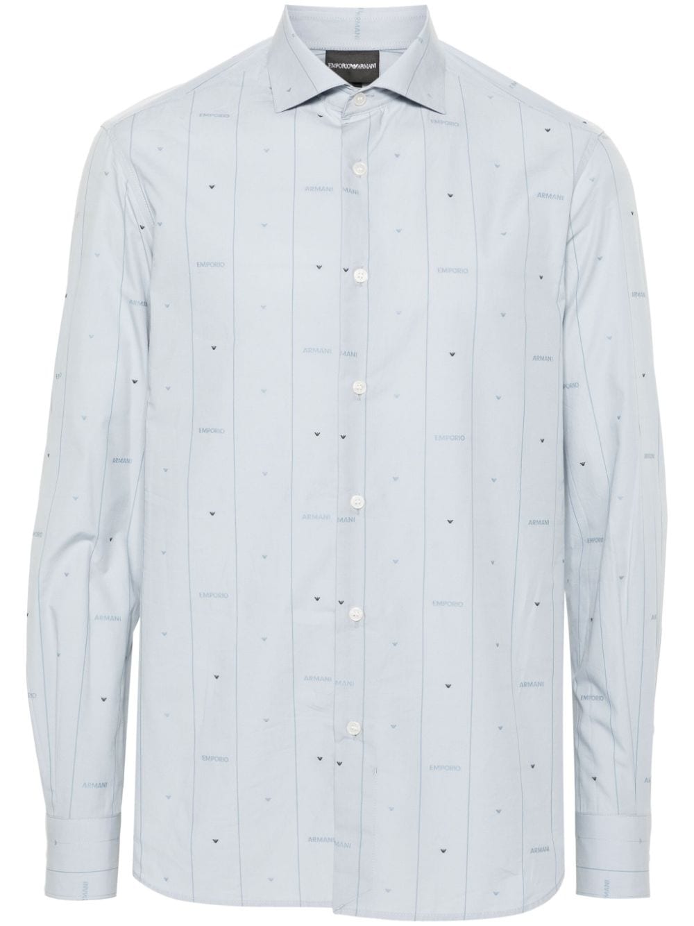 Emporio Armani striped logo-print shirt - Blue von Emporio Armani