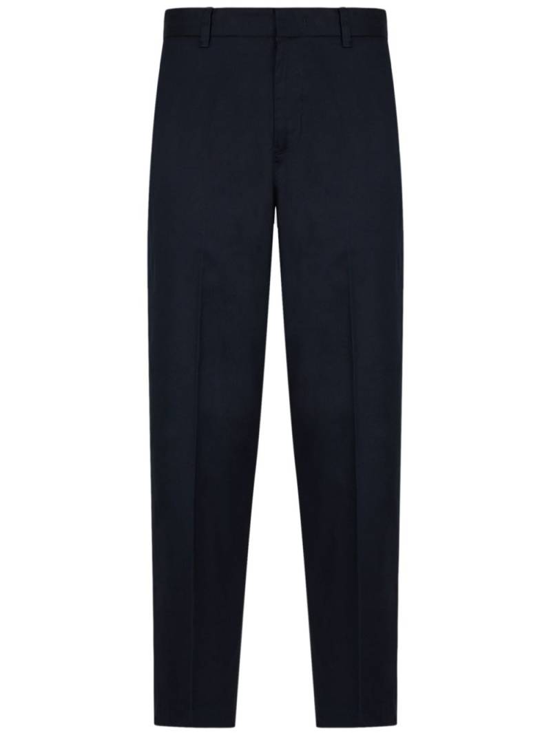 Emporio Armani tapered cotton-blend trousers - Blue von Emporio Armani