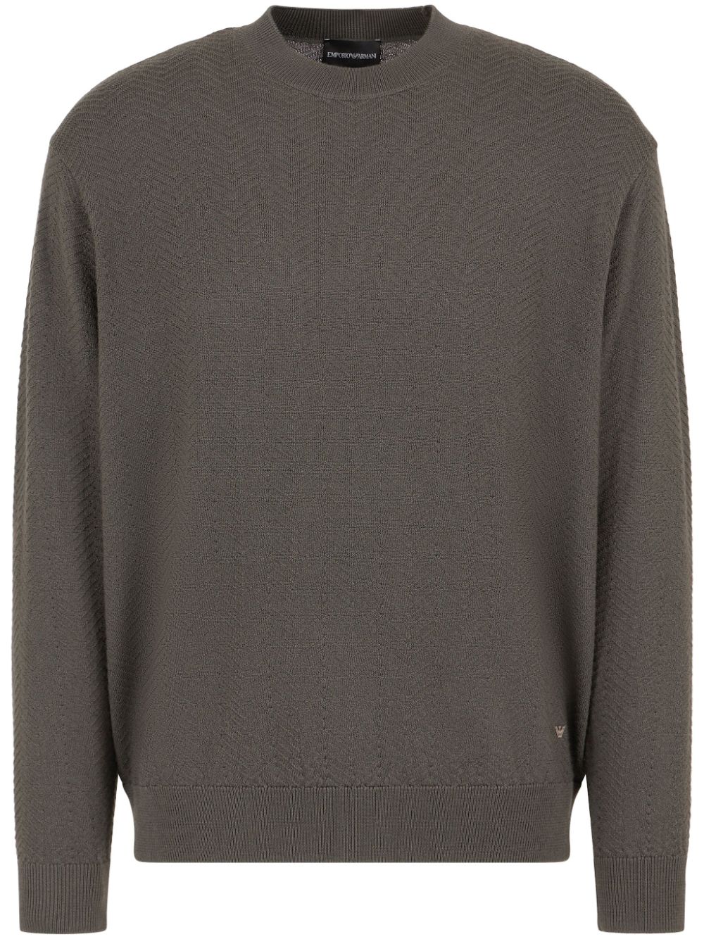 Emporio Armani textured-weave mock-neck virgin wool jumper - Grey von Emporio Armani