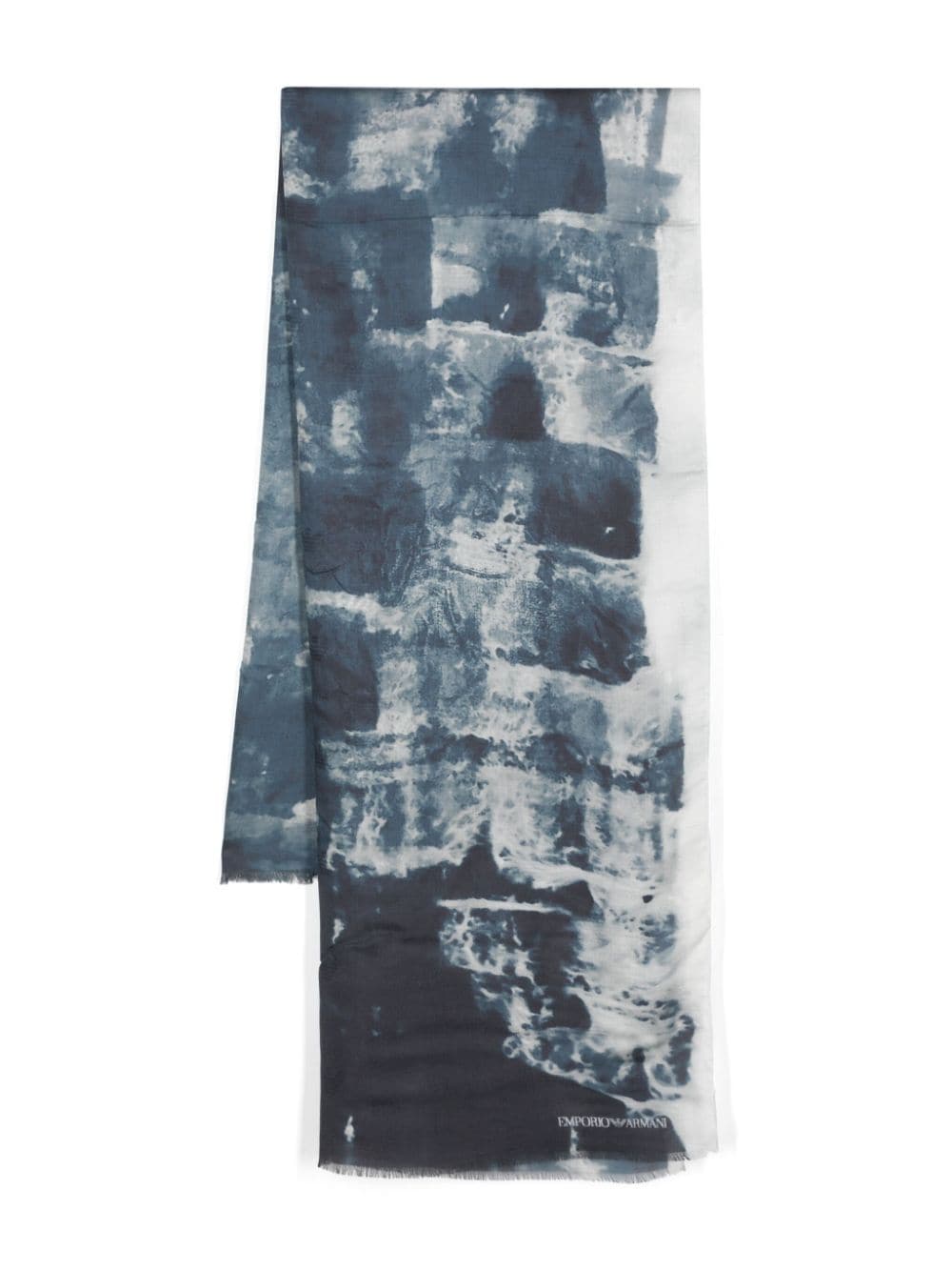 Emporio Armani tie-dye logo-print scarf - Blue von Emporio Armani