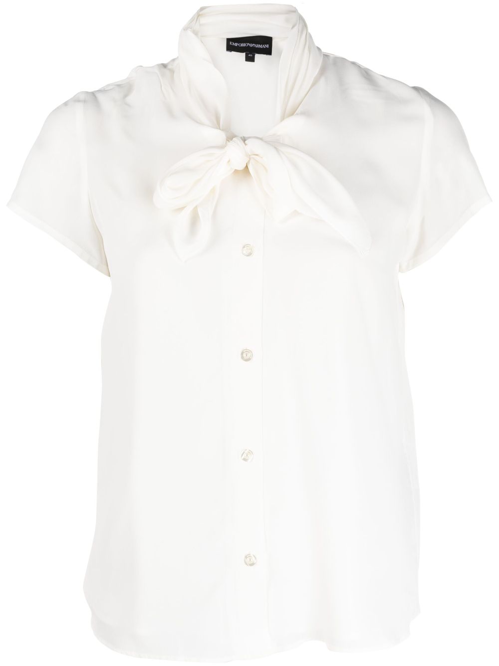 Emporio Armani tie-neck short-sleeve shirt - White von Emporio Armani