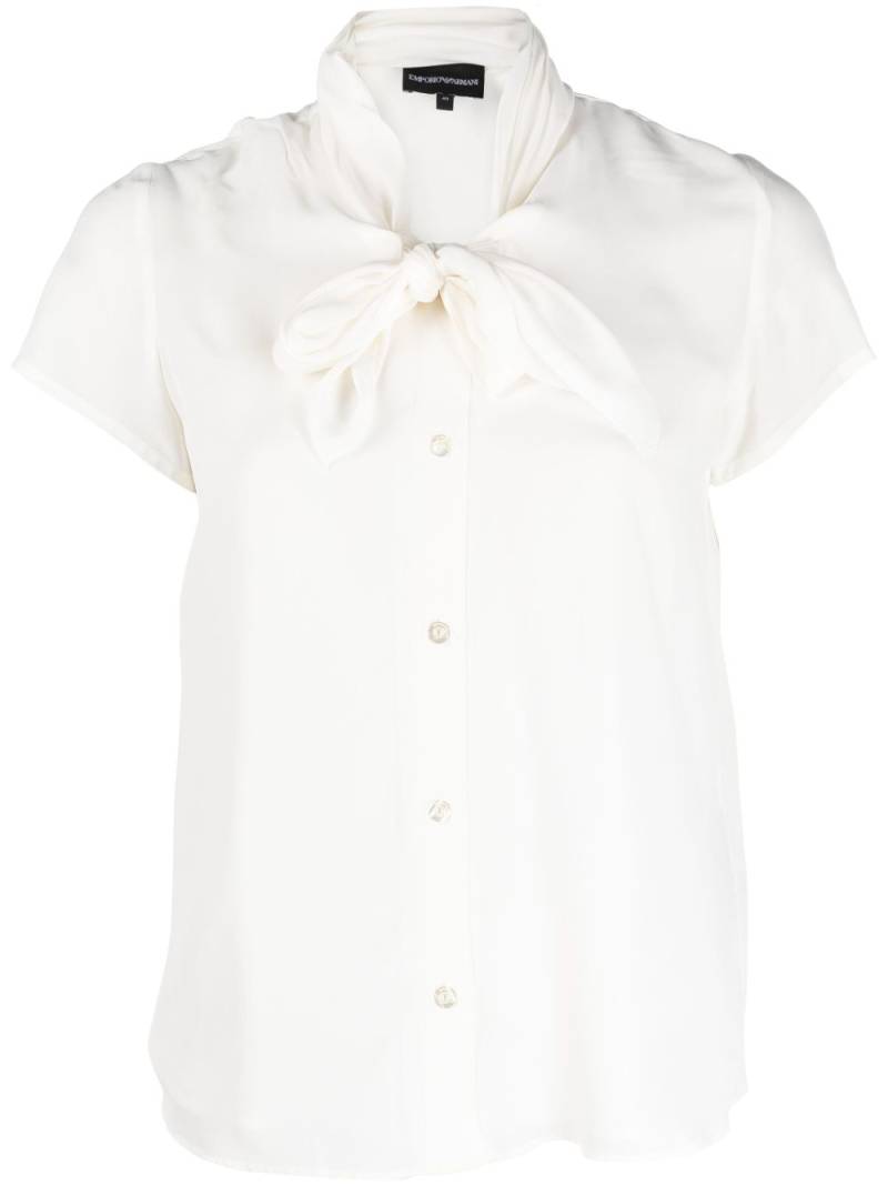 Emporio Armani tie-neck short-sleeve shirt - White von Emporio Armani