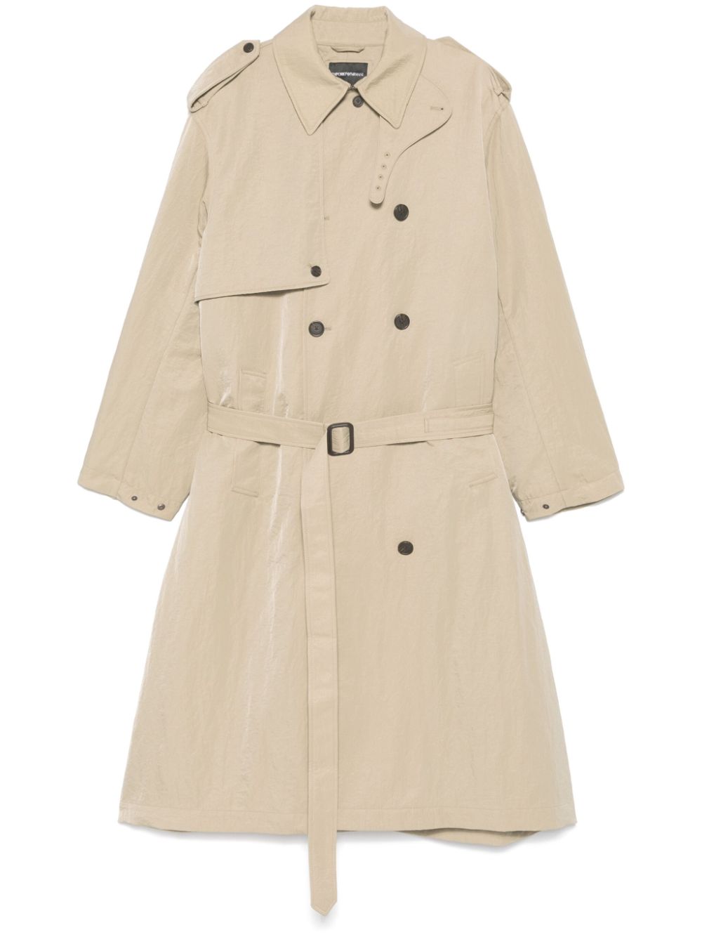 Emporio Armani twill double-breasted trench coat - Neutrals von Emporio Armani