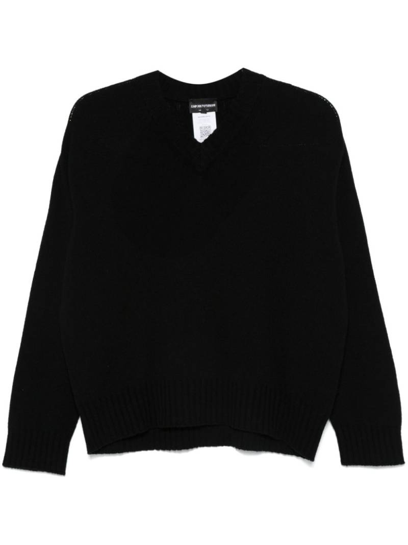 Emporio Armani virgin wool V-neck sweater - Black von Emporio Armani