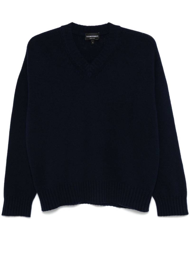 Emporio Armani virgin wool V-neck sweater - Blue von Emporio Armani