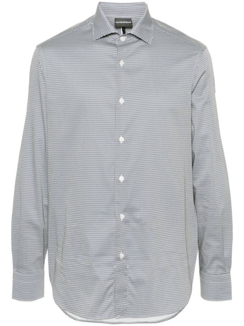 Emporio Armani wave-print long-sleeve shirt - Blue von Emporio Armani