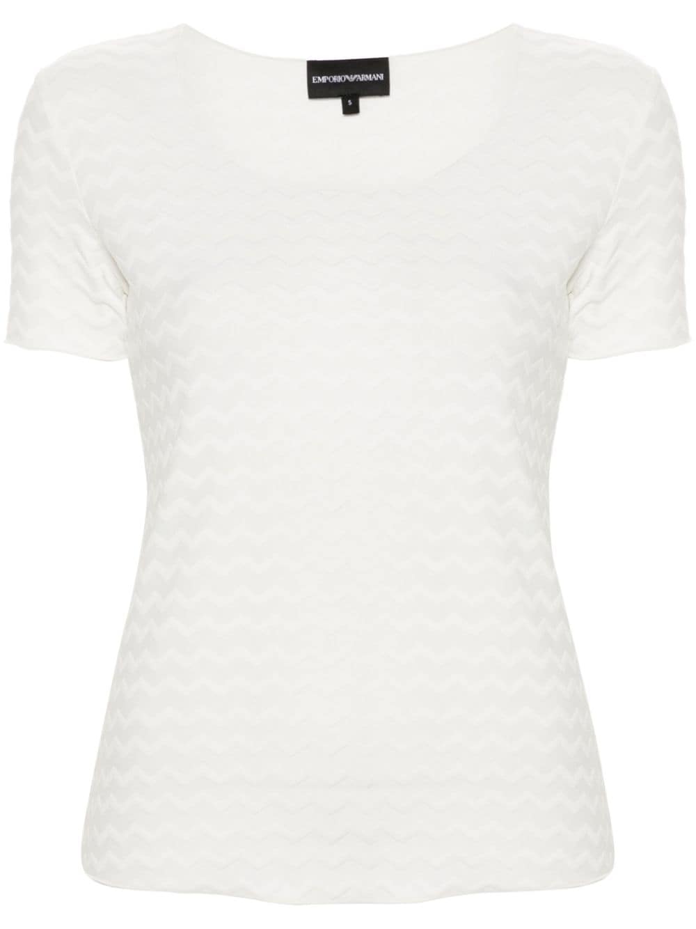 Emporio Armani zigzag-jacquard jersey T-shirt - White von Emporio Armani