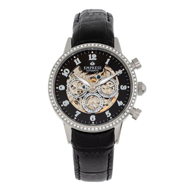 Beatrice Automatische Skeleton Dial Lederarmbanduhr Mit Tag/datum Damen Schwarz ONE SIZE von Empress