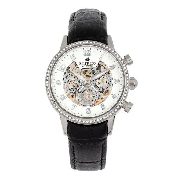 Beatrice Automatische Skeleton Dial Lederarmbanduhr Mit Tag/datum Damen Silber ONE SIZE von Empress