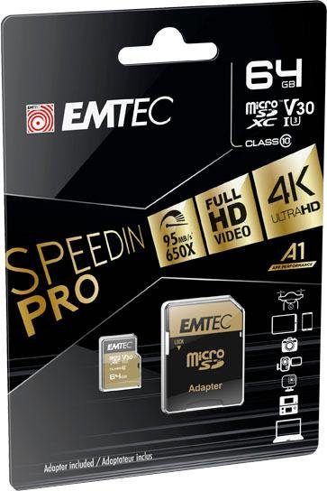 EMTEC Speicherkarte »microSD UHS-I U3 V30 SpeedIN PRO«, (UHS Class 1 95 MB/s Lesegeschwindigkeit) von Emtec