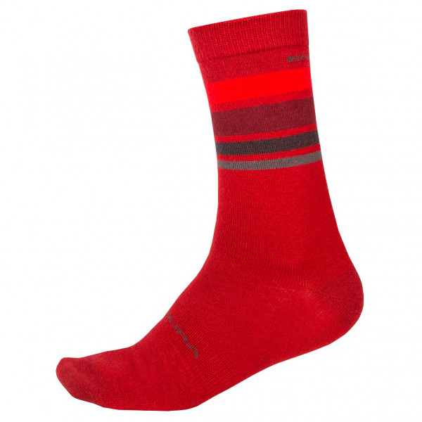 Endura - BaaBaa Merino Stripe Socken - Velosocken Gr L/XL rot von Endura