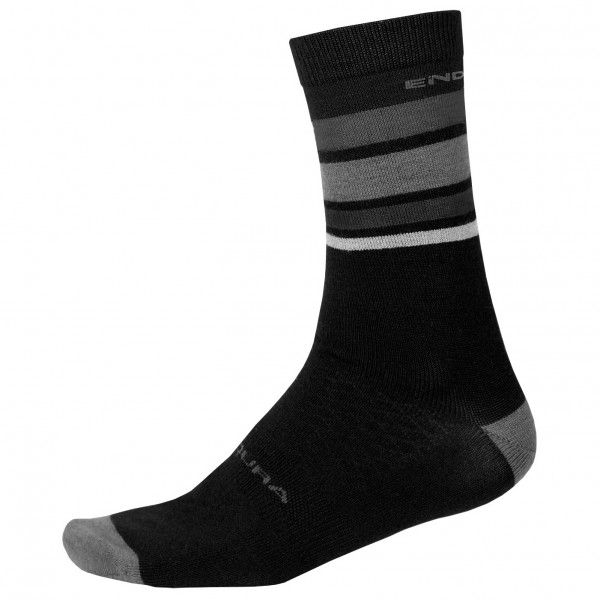 Endura - BaaBaa Merino Stripe Socken - Velosocken Gr L/XL schwarz von Endura