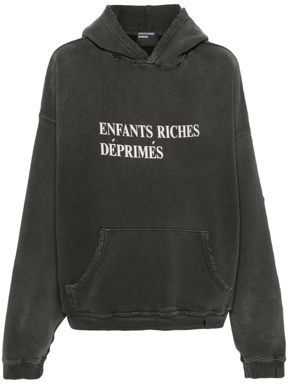 Enfants Riches Déprimés distressed logo-print hoodie - Grey von Enfants Riches Déprimés