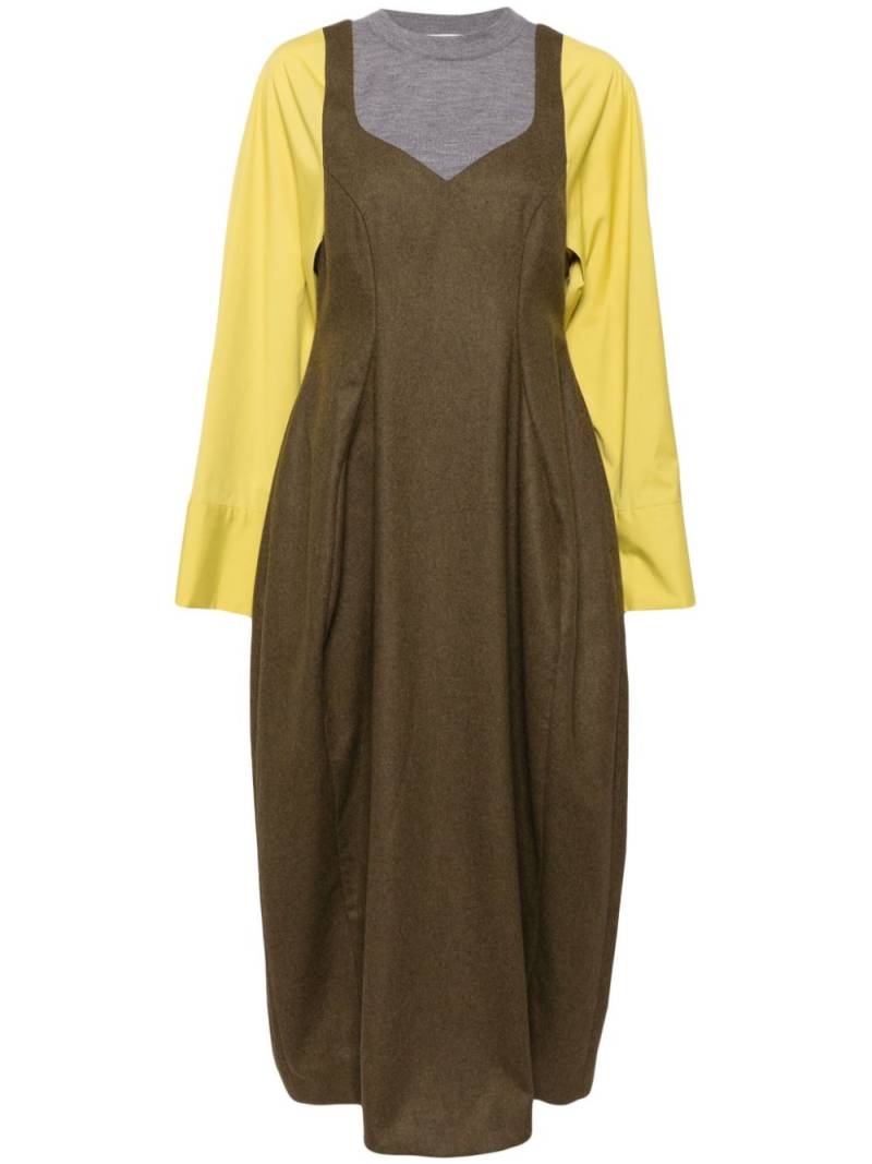 Enföld contrasting long-sleeves maxi dress - Brown von Enföld