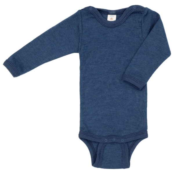 Engel - Baby-Body Kurzarm mit Druckknöpfen an den Schulter - Merinounterwäsche Gr 74/80 blau von Engel