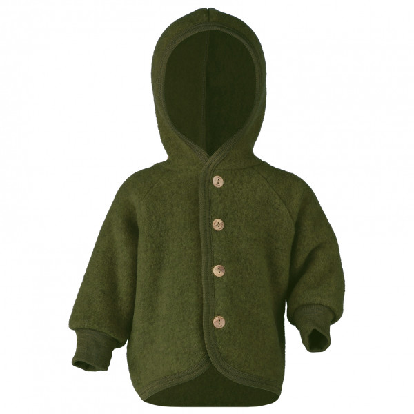 Engel - Kinder Kapuzenjacke mit Holzknöpfen - Wolljacke Gr 110/116 oliv von Engel