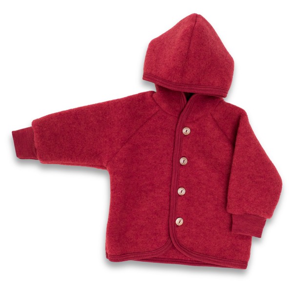 Engel - Kinder Kapuzenjacke mit Holzknöpfen - Wolljacke Gr 50/56 rot von Engel