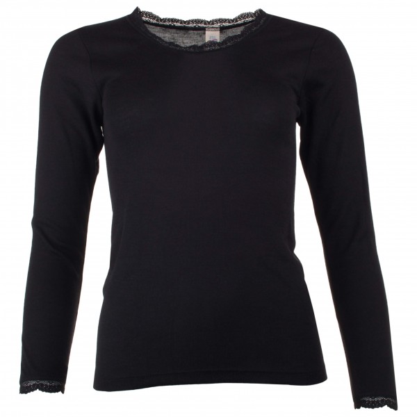 Engel - Women's Shirt L/S mit Spitze - Merinounterwäsche Gr 34/36;38/40;42/44;46/48 schwarz von Engel