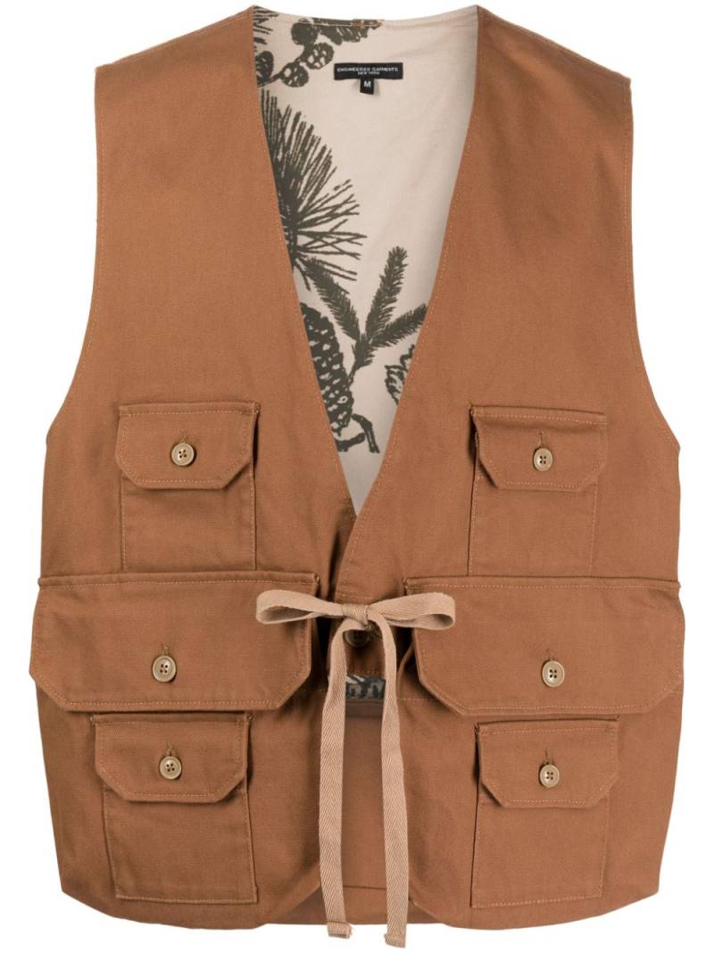 Engineered Garments Fowl V-neck waistcoat - Brown von Engineered Garments