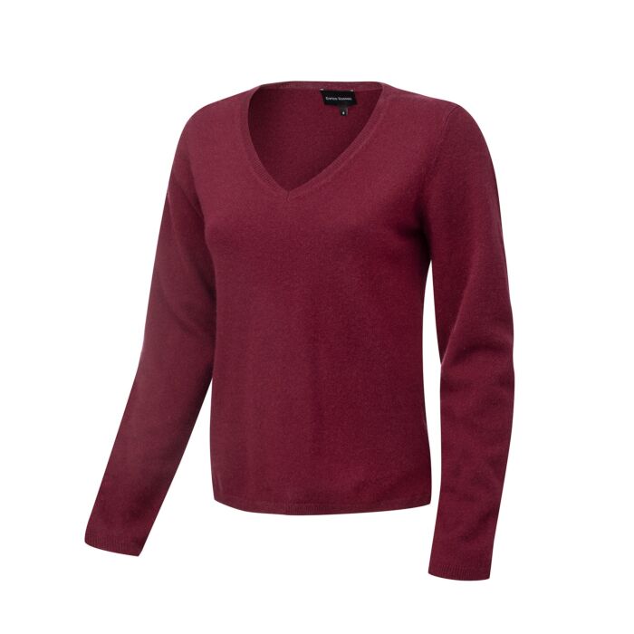 Kaschmir Pullover Damen GOTS-Zertifiziert, bordeaux, XL von Enrico Rosselli