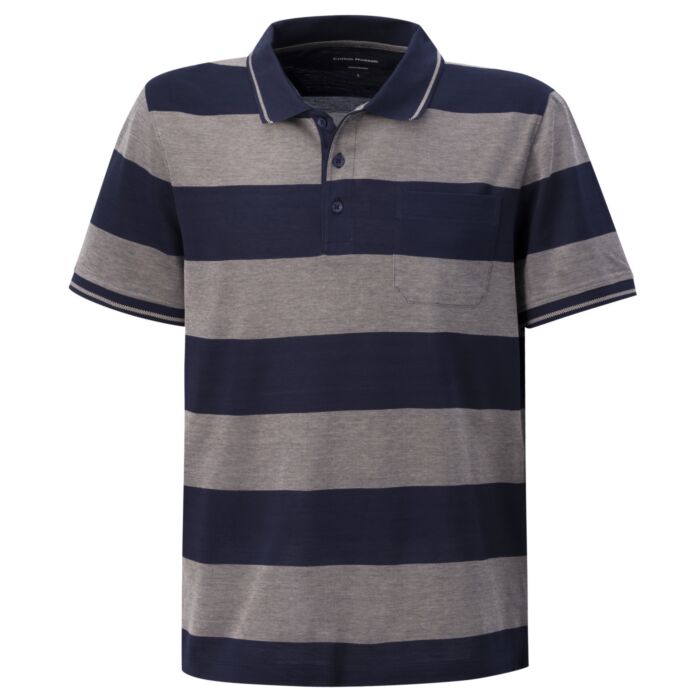 Mercerisiertes Poloshirt gestreift für Herren blau-beige Mercerisiertes Poloshirt gestreift für Herren blau-beige von Enrico Rosselli