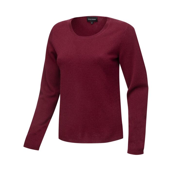 Pullover Damen aus Kaschmir GOTS-Zertifiziert, bordeaux, XL von Enrico Rosselli