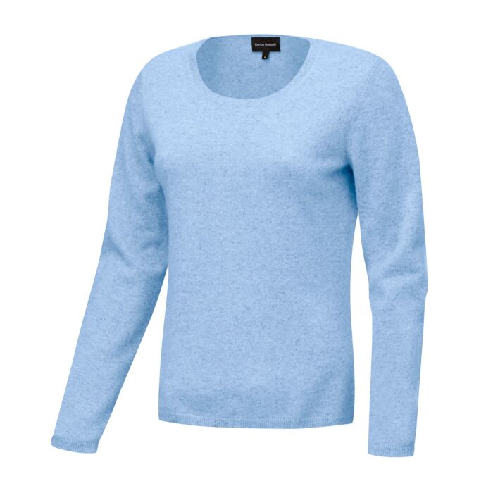 Pullover Damen aus Kaschmir GOTS-Zertifiziert, hellblau, XL von Enrico Rosselli