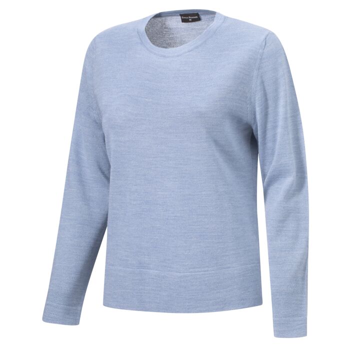 Rundhals-Pullover mit Merinowolle, hellblau von Enrico Rosselli