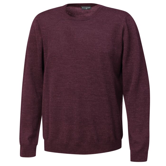 Rundhals-Pullover mit Merinowolle für Herren, bordeaux von Enrico Rosselli