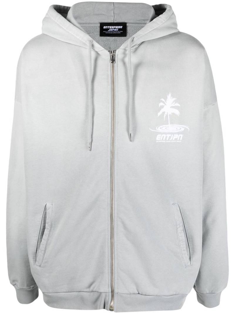 Enterprise Japan logo-print zipped hoodie - Grey von Enterprise Japan