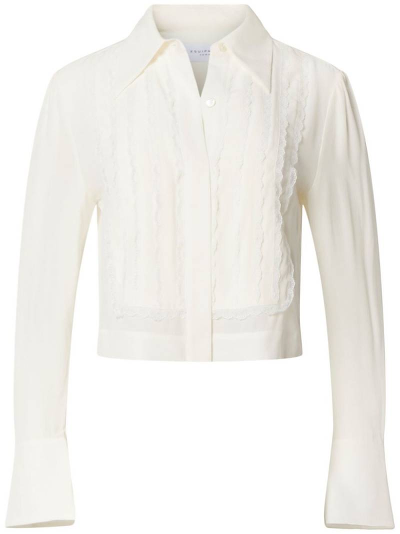 Equipment Landon cropped silk shirt - White von Equipment