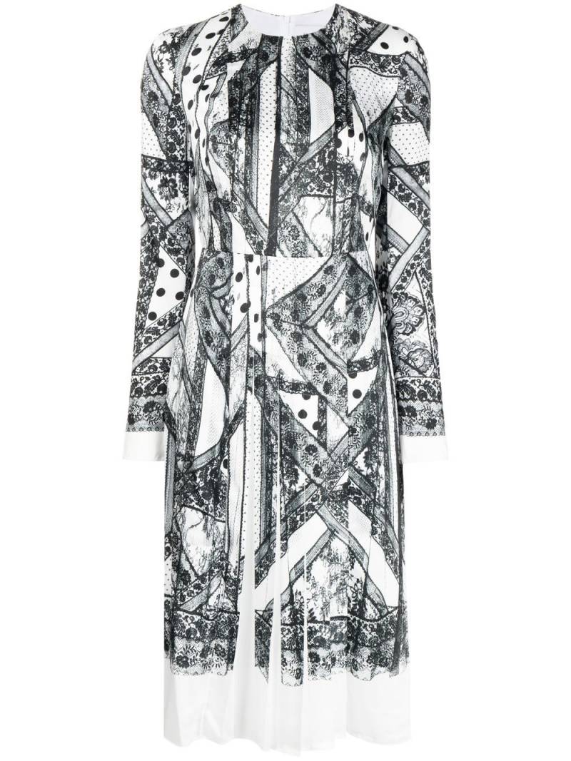 ERDEM Franca lace-print pleated midi dress - White von ERDEM