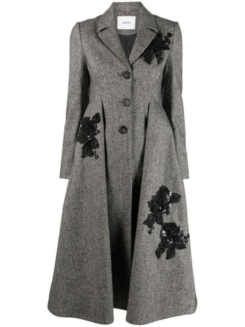 ERDEM Stephanie floral-embroidered coat - Black von ERDEM